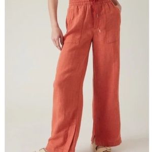 ATHLETA Retreat Wide Leg Linen Pant in Burnt Sienna Size 12